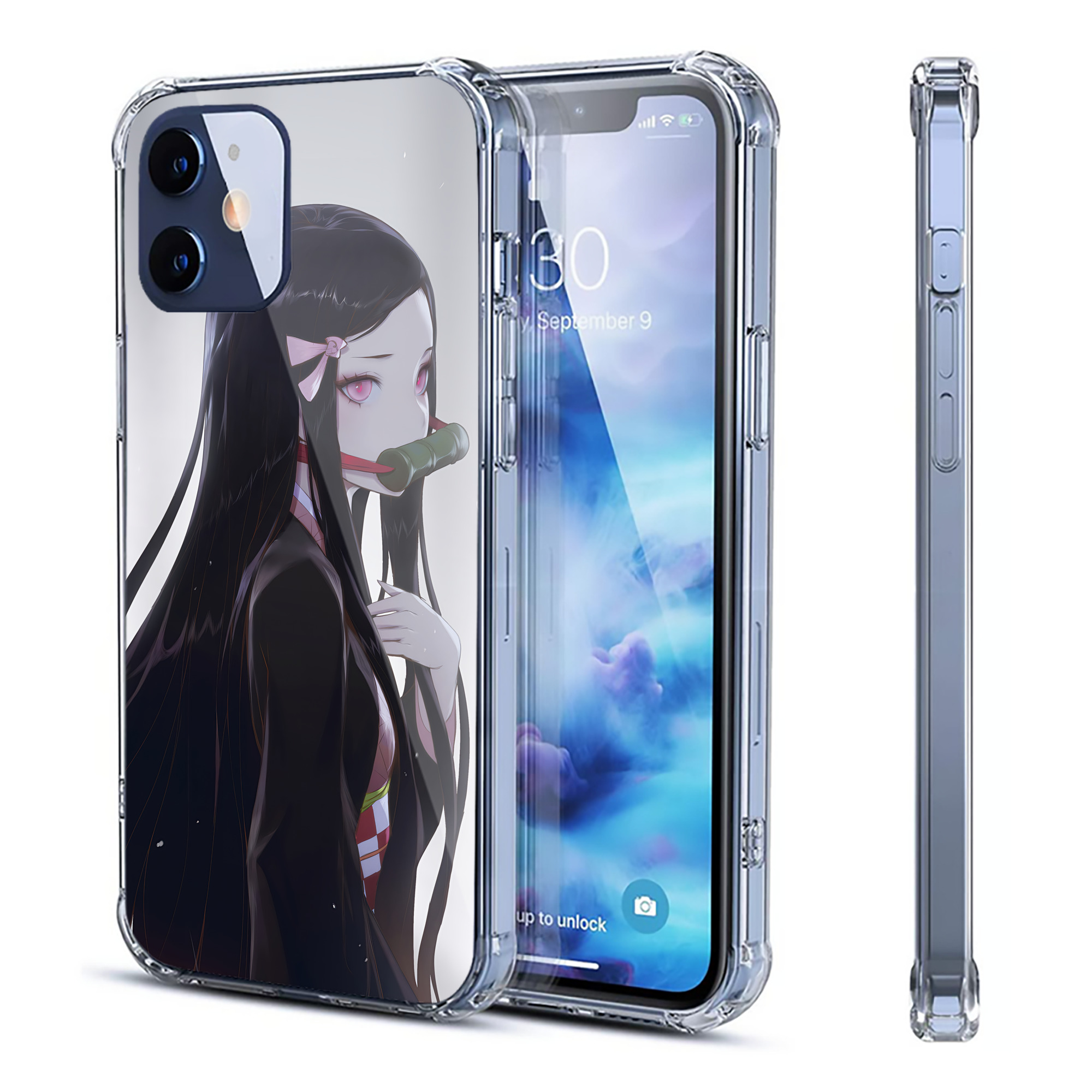（画像用） 鬼滅の刃（きめつのやいば）竈門 禰󠄀豆子／かまど ねずこ Kamado Nezuko 【iPhone 12シリーズ対応】透明スマホケース（クリアソフトケース）